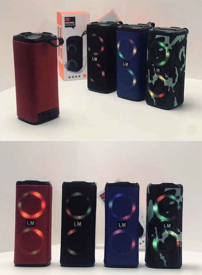 LM Outdoor RGB Wireless Stereo Round Shaped Speakers Surround Sound Portable Amplifier Bluetooth Speakers Support Usb Wireless Speaker（Blue） - Image 3