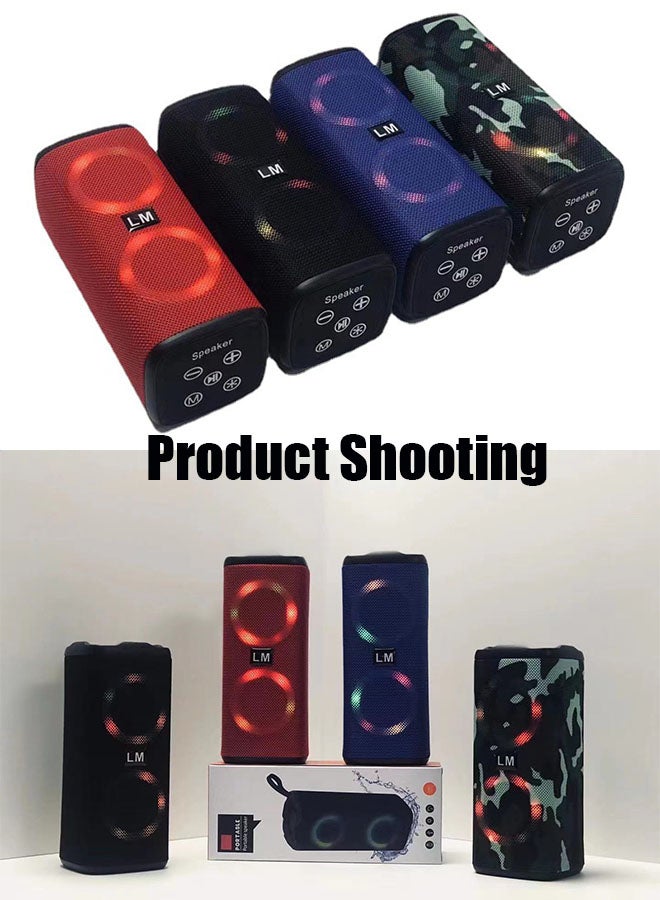 LM Outdoor RGB Wireless Stereo Round Shaped Speakers Surround Sound Portable Amplifier Bluetooth Speakers Support Usb Wireless Speaker（Blue） - Image 2