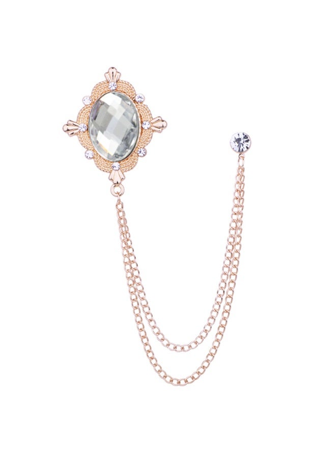 Shougu Versatile Temperament Personality Gemstone Tassel Chain Suit Brooch 