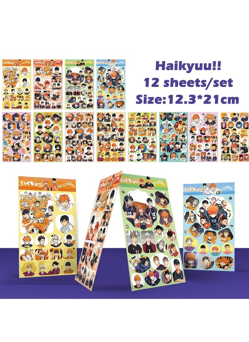 Generic - 12 Sheets/Set Anime Haikyuu Stickers for Journal Handbook Anime Collection - Image 1