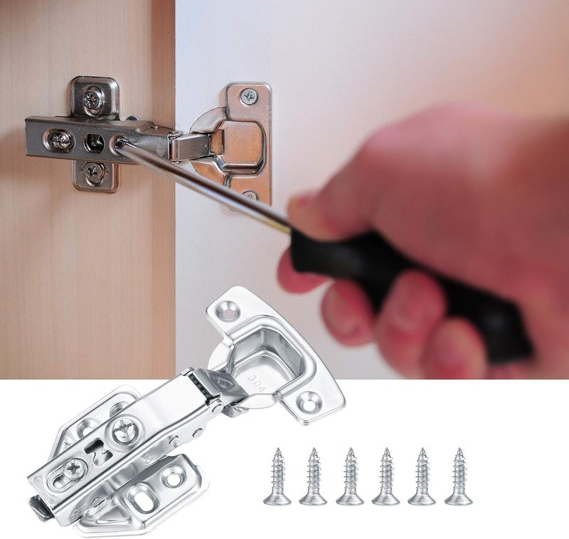 BEANPRECOY 12 Pcs Kitchen Cupboard Hinges Cabinet Hinges Full Overlay Face Frame Soft Close European Hinges Hidden Hinge Stainless Steel Self Closing Door Hinges Concealed with Mounting Screws Cupboard Closet - Image 5
