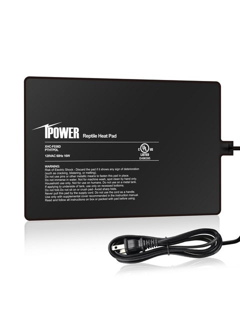 وسادة تسخين الزواحف iPower مقاس 8 × 12 بوصة أسفل حوض تيراريوم، حصيرة تسخين 16 واط للسلاحف والسحلية والضفادع والثعابين وسرطان البحر الناسك والحيوانات الصغيرة الأخرى