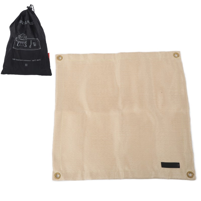 Fire Pit Mat: Size M Fiberglass Material - Fire Retardant Puncture Resistant High Temperature Resistant Mat for Outdoor Camping Picnic Barbecue Cooking - Image 1