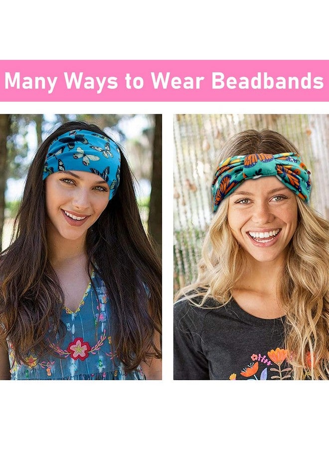 برو بيروس رباط شعر Proberos® للنساء، رباط شعر مقاوم للعرق لممارسة الرياضة في صالة الألعاب الرياضية، رباط رأس عريض ناعم للجري واليوجا والرياضة للفتيات والنساء، عبوة من 3 قطع (فراشة) - Image 5