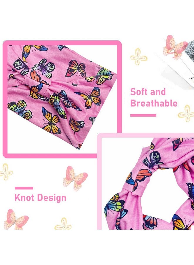 برو بيروس رباط شعر Proberos® للنساء، رباط شعر مقاوم للعرق لممارسة الرياضة في صالة الألعاب الرياضية، رباط رأس عريض ناعم للجري واليوجا والرياضة للفتيات والنساء، عبوة من 3 قطع (فراشة) - Image 3