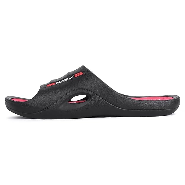 FLITE Slides for Men | FL 185 Comfortable Casual Slippers | Lightweight EVA Sole, PVC Upper (Black-Red, UK, UK Footwear Size System, Adult, Men, Numeric, Medium, 7) - Image 5