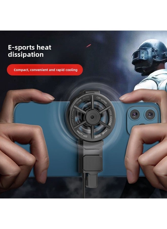 For Android AppleUniversal Mobile Phone Radiator Cooling Back Clip Fan Chicken Game-Color:Fan (plug-in) Black - Image 1