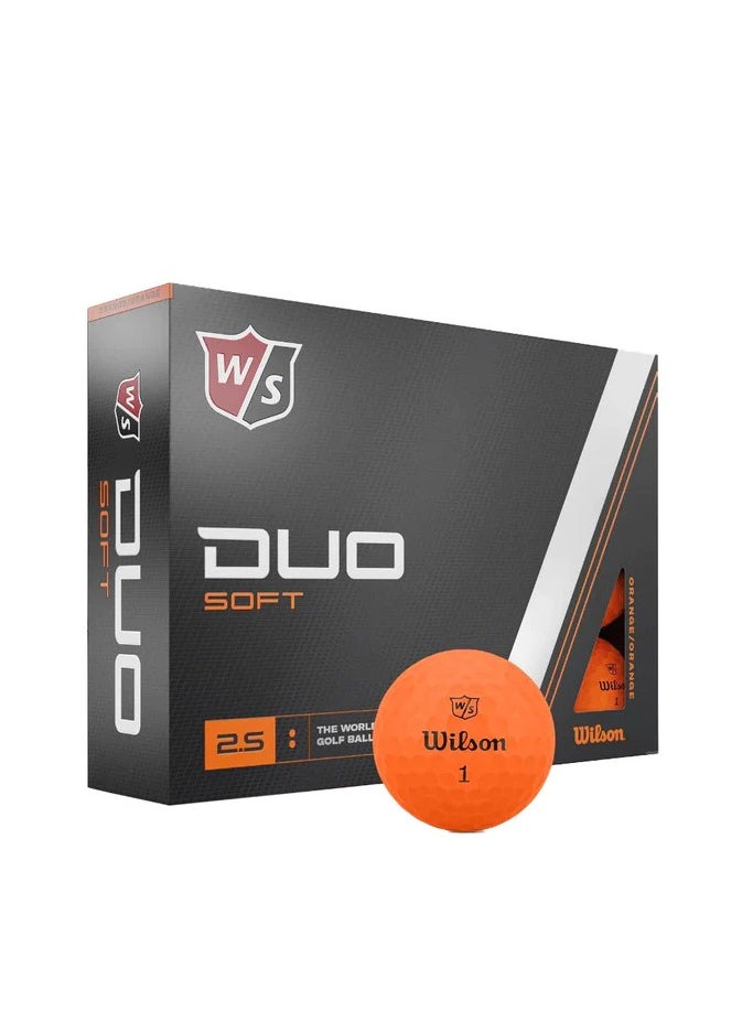 Wilson Duo Soft Orange 12 Golf Balls  - Image 1