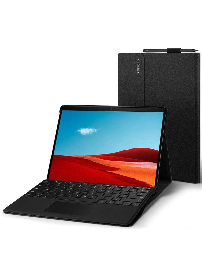 Spigen Stand Folio for Microsoft Surface Pro X Case Cover with Pen Holder (2021/2020/2019) - Black - Image 1