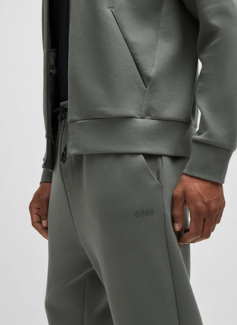 BOSS Stretch-cotton tracksuit bottoms with logo print
