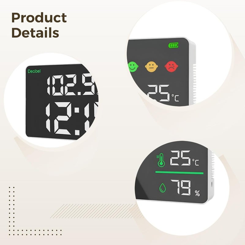 Digital Sound Level Meter Noise Measurement Humidity Temperature Display LED Screen - Image 4