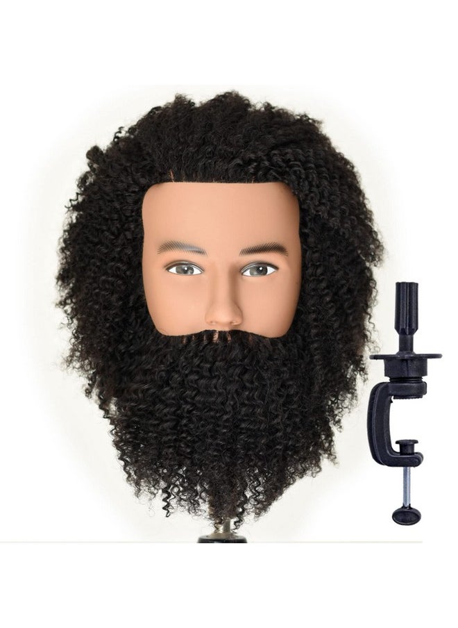 Newshair Male Mannequin Head 8"10" 100% Human Hair Curly Hair Hairdresser Cosmetology Mannequin Manikin Training Head Hair And Free Clamp Holder  - Image 1