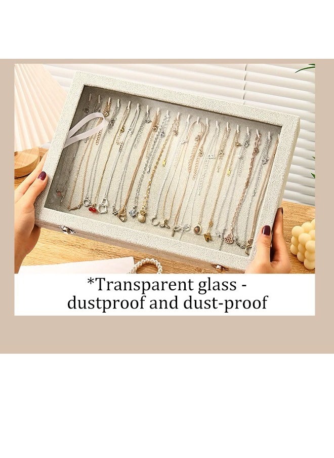 Generic Jewelry box, necklace storage box, jewelry display tray, dust proof storage cabinet,with clear lid，used for pendants, bracelets, earrings，Grey  - Image 5