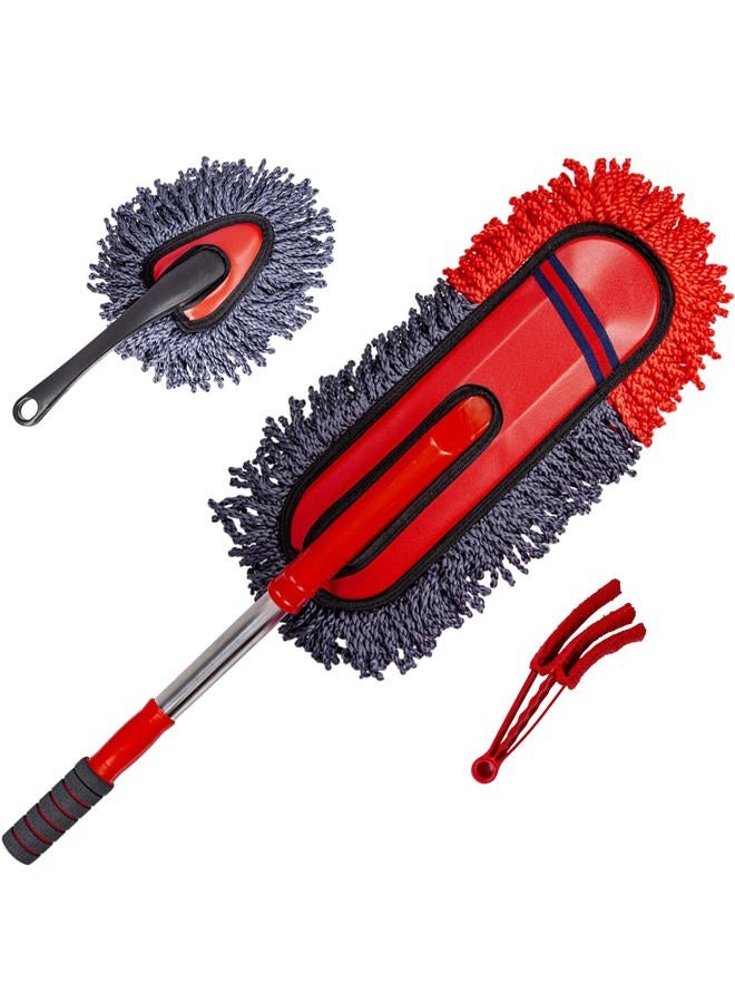 bzczh Soft Microfiber Car Duster Exterior Scratch Free Multipurpose Duster with Extendable Handle for Car, Truck, SUV, RV and Motorcycle - Image 1
