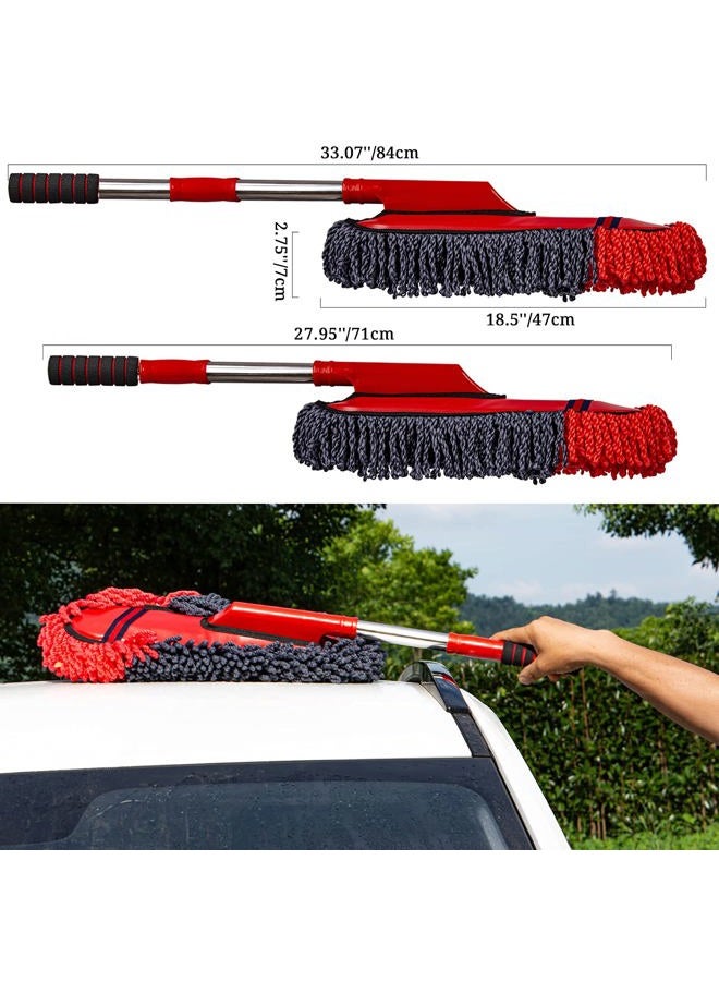 bzczh Soft Microfiber Car Duster Exterior Scratch Free Multipurpose Duster with Extendable Handle for Car, Truck, SUV, RV and Motorcycle - Image 2