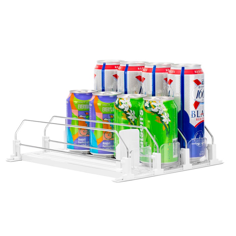 Rula Drink Organizer for Fridge Width Adjustable Water Bottle Pusher Glide SelfPushing Soda Can Dispenser for Refrigerator  Holds up to 15 Cans 15D 3 Rows