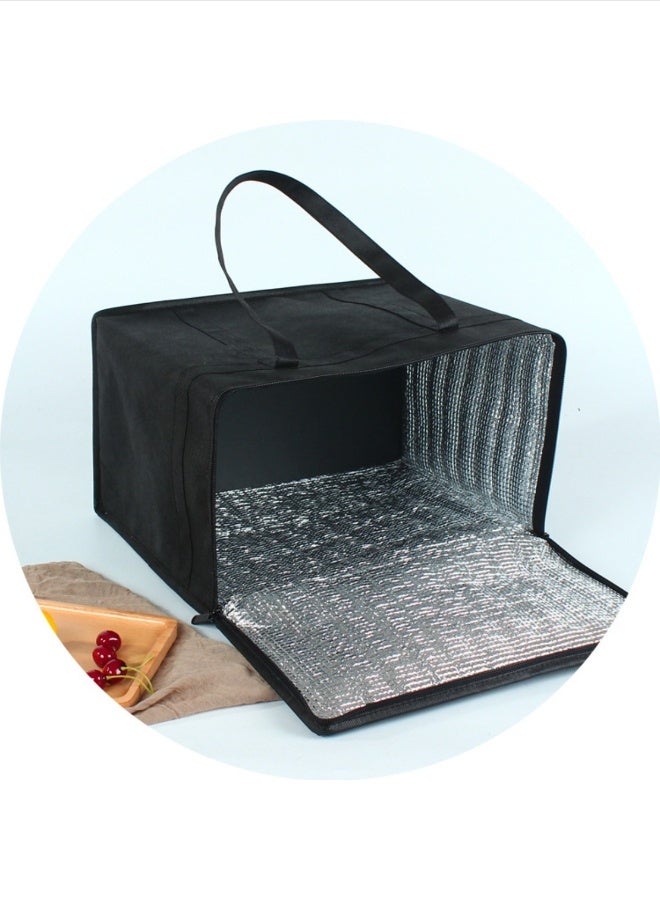 Portable Foldable Insulated Lunch Bag Large Capacity 40L - Heavy Duty Oxford Thermal Cooler Bag with Bottom Board & Double Zipper - Leakproof Reinforced Handle for Picnic Beach Grocery Travel Office (Black) - Image 5