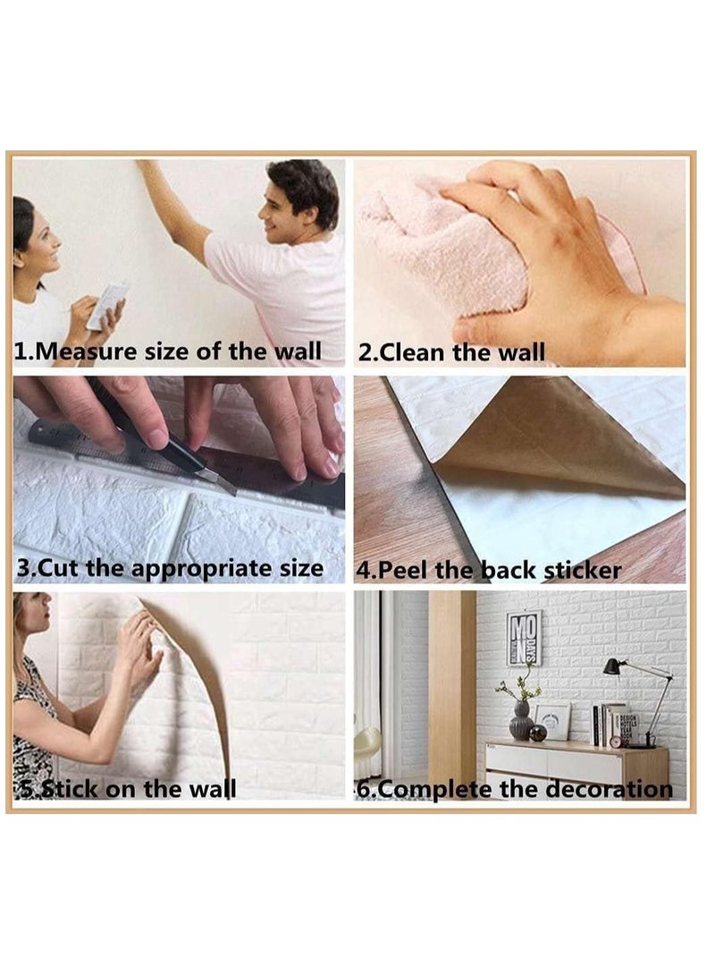 Zaboon 10Pcs 3D Brick Wall Stickers Pe Foam Selfadhesive Wallpaper Removable And Waterproof Art Wall Tiles For Bedroom Living Room Background Tv Decor - Image 3