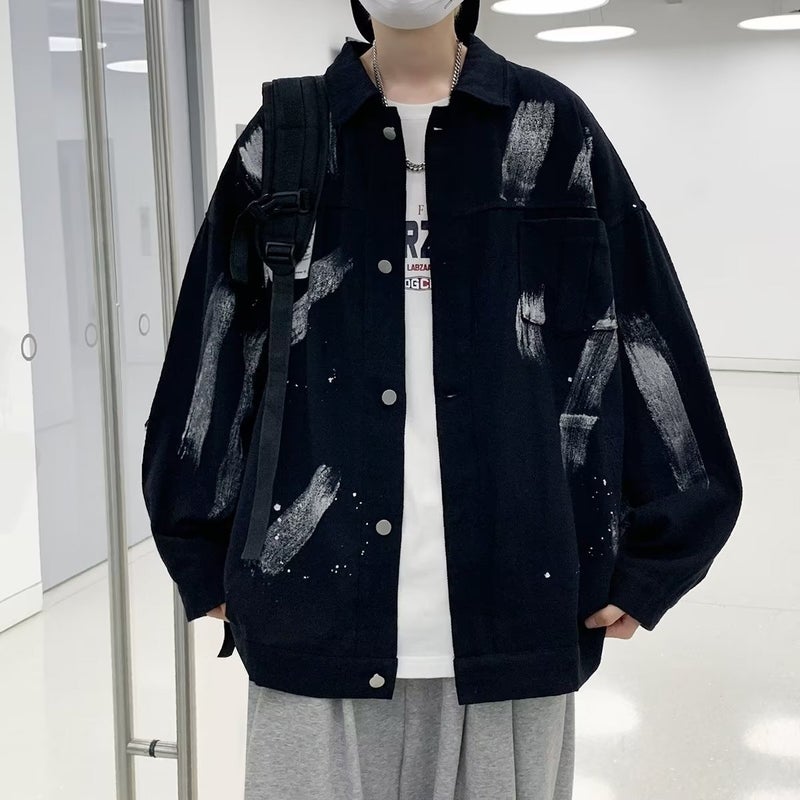 Hip-Hop Street Loose Casual Loose Jacket Ins Reflective Splash Ink Graffiti Hand-Painted Jacket For Men And Women - Image 1