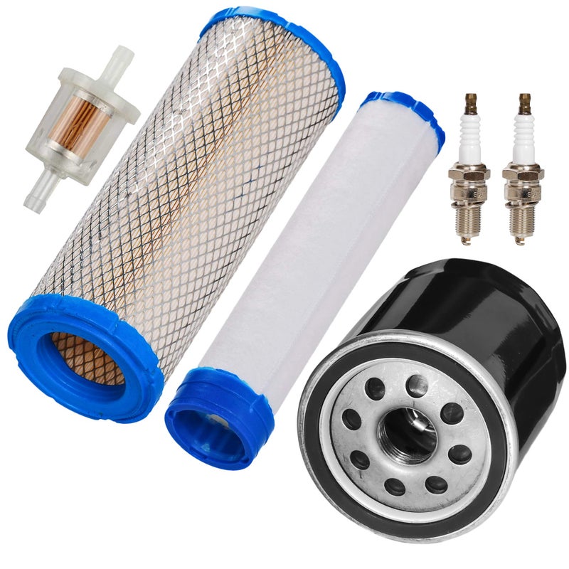 HIFROM Air Filter  Pre Filter Cleaner Oil Filter Spark Plug Tune Up Kit Compatible with Kawasaki FH601D FH680D FH721D FX651V FX691V FX730V 25 HP Engines Replacement for 110137020 490657010