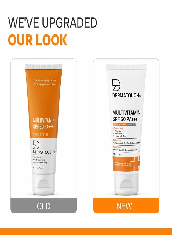 DERMATOUCH Multivitamin SPF 50 PA+++ Sunscreen Gel | UVA-UVB Protection |Zero White Cast | Unisex | 50G (Pack of 2) - Image 2