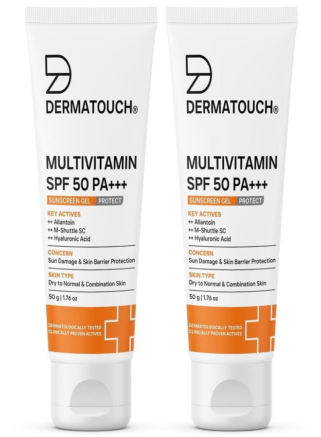 DERMATOUCH Multivitamin SPF 50 PA+++ Sunscreen Gel | UVA-UVB Protection |Zero White Cast | Unisex | 50G (Pack of 2) - Image 1