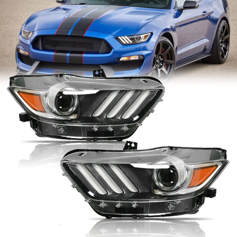 ROXX Projector Headlight Assembly wLED DRL Fit for 20152017 Ford Mustang 20182020 Ford Mustang Shelby OE Style Headlamp Driver Left Side Replacement