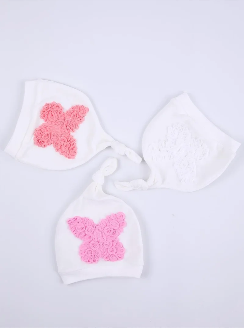 بيبي هولا Babyhola Baby Girl Butterfly Figure Beanie Hat 3 Piece Set Newborn 0-3 Months Gift 1404
