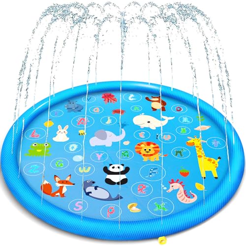 Yeeeasy NonSlip Splash Pads for Toddlers 13 Thickened 69Inch Sprinkler Pool Fun Outdoor Water Play Mat for Kids Children and Dogs Safe Summer Backyard Fountain Toy Blue - Image 1