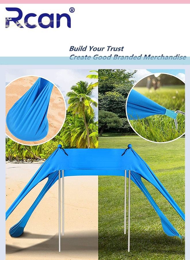Rcan Outdoor UV Camping Family Beach Tent Rainproof Sunscreen Canopy Four Corners Windproof Awning Portable Foldable Reusable Suitable for Camping Picnic Travel Beach Fishing  - Image 4