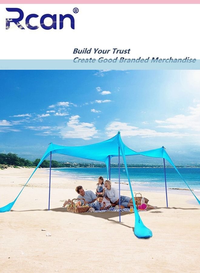 Rcan Outdoor UV Camping Family Beach Tent Rainproof Sunscreen Canopy Four Corners Windproof Awning Portable Foldable Reusable Suitable for Camping Picnic Travel Beach Fishing  - Image 2