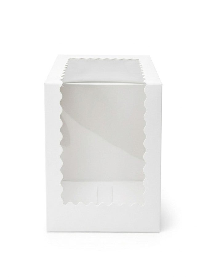 mudrit Tall Cake Boxes with Window (5 Pack)- Extra Height Bakery Packaging Box for Multi Tier Cakes & Desserts- Sturdy Cardboard Cake Carrier for Home Bakers & Small Business (White, 8x8x9) - Image 1