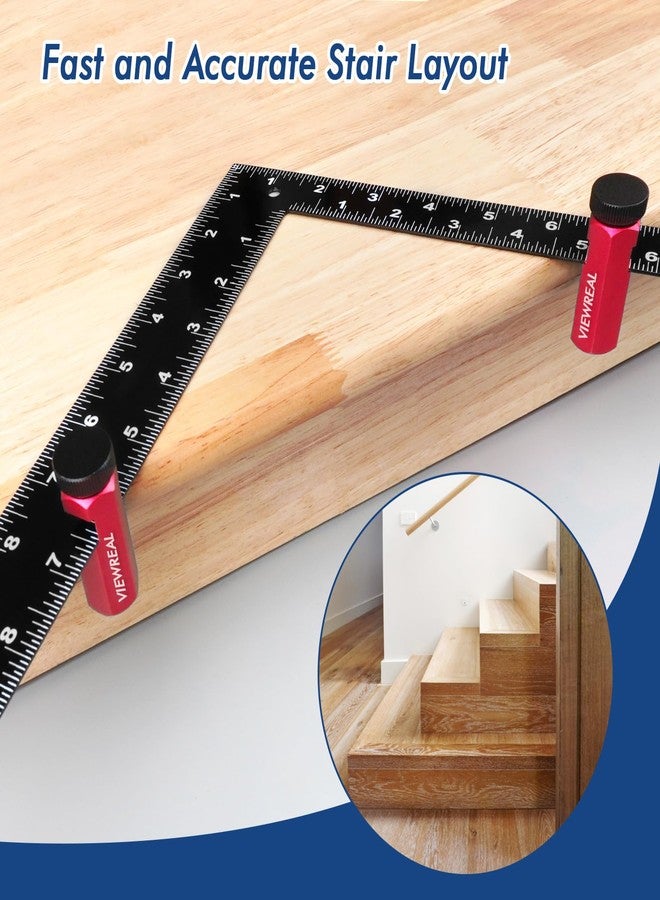 ViewReal Red Extra Tall Stair Gauges Set with Holder: A Non-Slip Guide for Circular Saw & Carpentry Squares, Perfect for Framing & Rafter Layout - Image 4