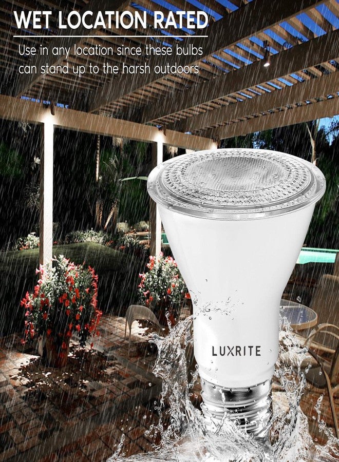 LUXRITE 4 Pack PAR20 LED Bulbs, 50W Equivalent, 3500K Natural White, Dimmable LED Spotlight Bulb, Indoor Outdoor, 7W, 500 Lumens, Wet Rated, E26 Standard Base, UL Listed - Image 2