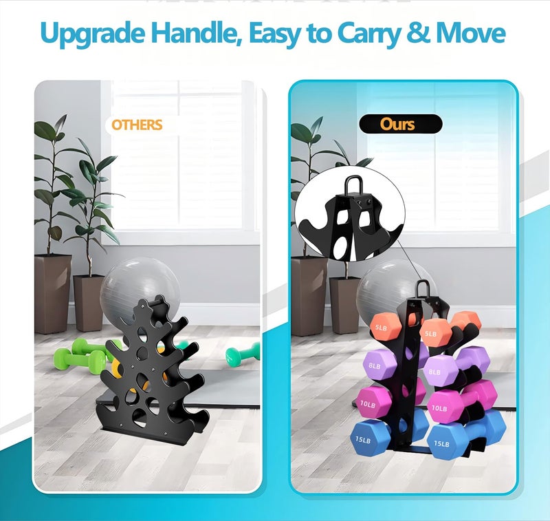 EXBTOKA 3-Tier | 4-Tier Dumbbell Rack for Dumbbells, A-Frame Weight Stand Only, Compact Space-Saving Design for Home Gym, Heavy-Duty Alloy Steel Organization Rack (DUMBBELLS NOT INCLUDED) - Image 4
