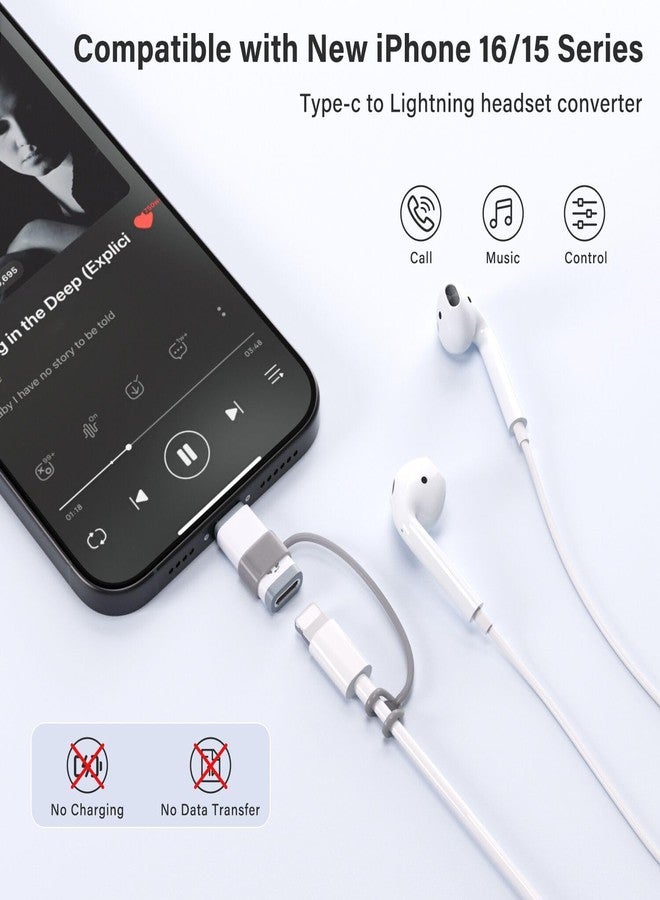 Mxcudu USB C to Lightning Audio Adapter, USB C Male to Female Lightning Headphone Audio Adapter Compatible with iPhone 16/16Pro/15/15Pro, iPad Pro, iPad Air 6/5, MacBook, Galaxy S24(Audio Only, No Charge) - Image 2