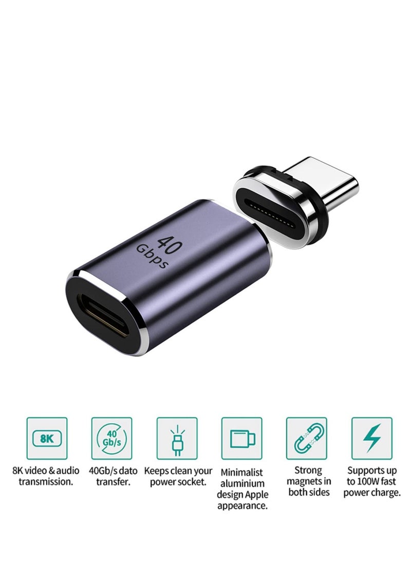 Y&D Type-C Magnetic Adapter, 2 Straight Adapters, and Extra Plugs, Support Thunderbolt 4/ Usb4.0/ Pd 100w Fast Charging, Compatible with Macbook Huawei More USB C Devices - Image 2