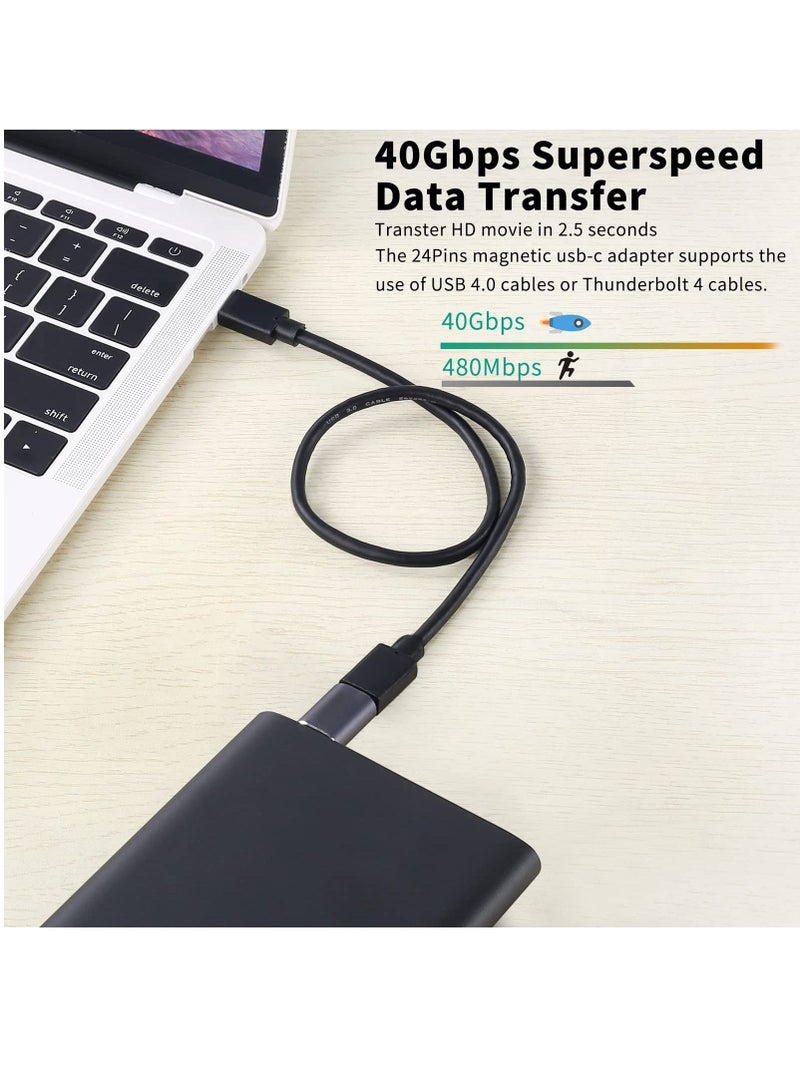 Y&D Type-C Magnetic Adapter, 2 Straight Adapters, and Extra Plugs, Support Thunderbolt 4/ Usb4.0/ Pd 100w Fast Charging, Compatible with Macbook Huawei More USB C Devices - Image 3