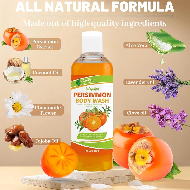 wigarjur Persimmon Body Wash for Strong Body Odor Nonenal Eliminator Purifying Deodorizing with Natural Persimmon Green Tea Extracts - Image 2