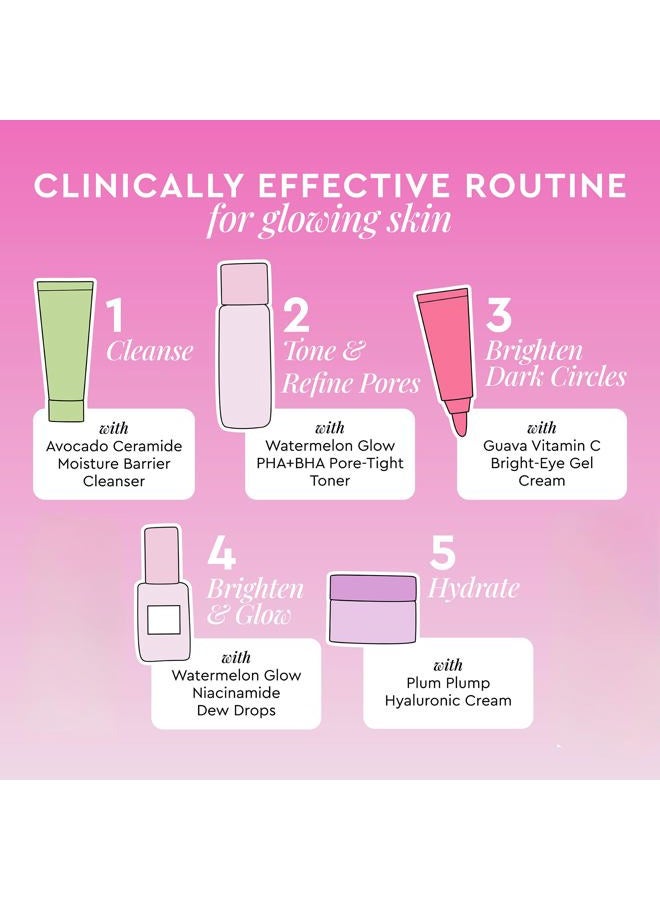 GLOW RECIPE مجموعة العناية بالبشرة فواكه الأطفال - مجموعة هدايا مع منظف وجه سيراميد، تونر BHA، كريم عين فيتامين C، كريم حمض الهيالورونيك وقطرات النياسيناميد (5 قطع) - Image 2