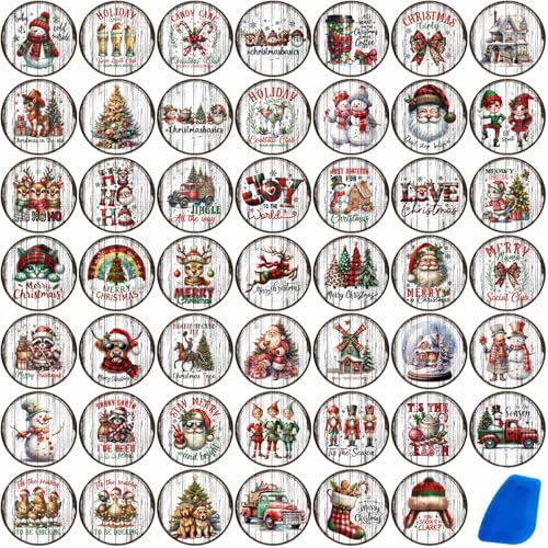 ZMRU 48 Sheets Vintage Christmas Rub On Transfers for Crafts, Rub On Transfers Christmas Wood Slices, Balls,Holiday Decoration Ornaments,2.5 * 2.5inch - Image 1