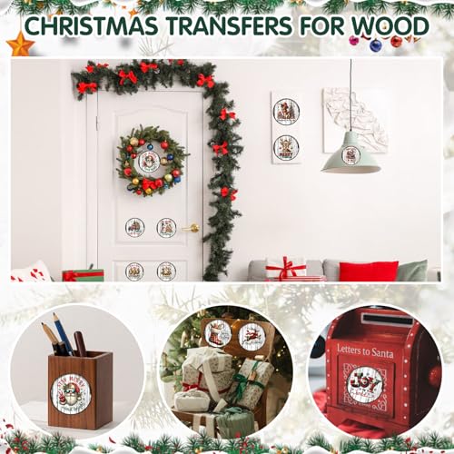 ZMRU 48 Sheets Vintage Christmas Rub On Transfers for Crafts, Rub On Transfers Christmas Wood Slices, Balls,Holiday Decoration Ornaments,2.5 * 2.5inch - Image 5