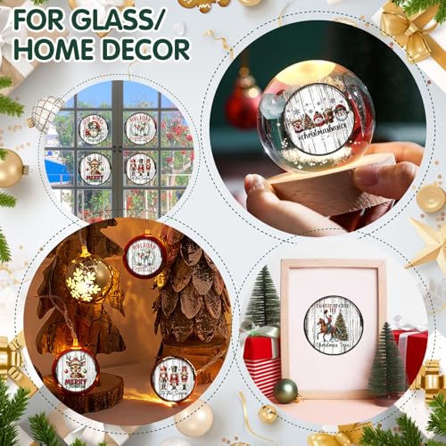 ZMRU 48 Sheets Vintage Christmas Rub On Transfers for Crafts, Rub On Transfers Christmas Wood Slices, Balls,Holiday Decoration Ornaments,2.5 * 2.5inch - Image 4
