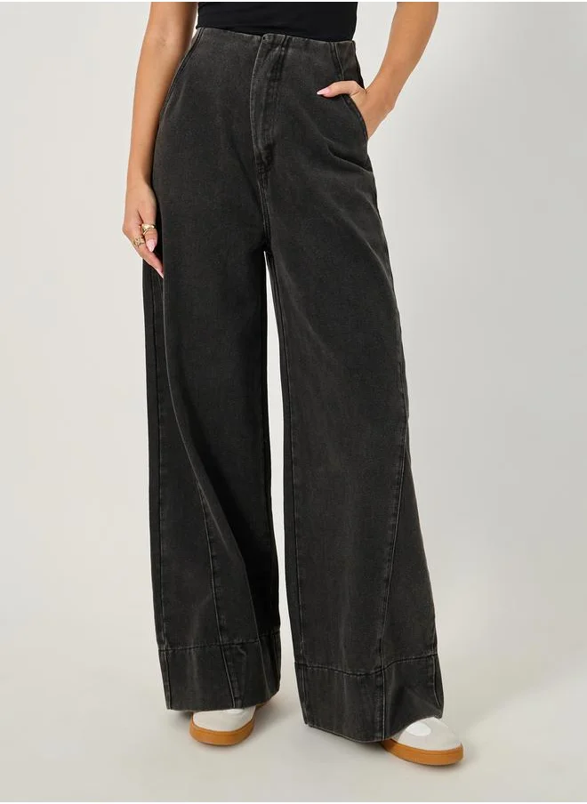 ستايلي High Rise Wide Leg Jeans