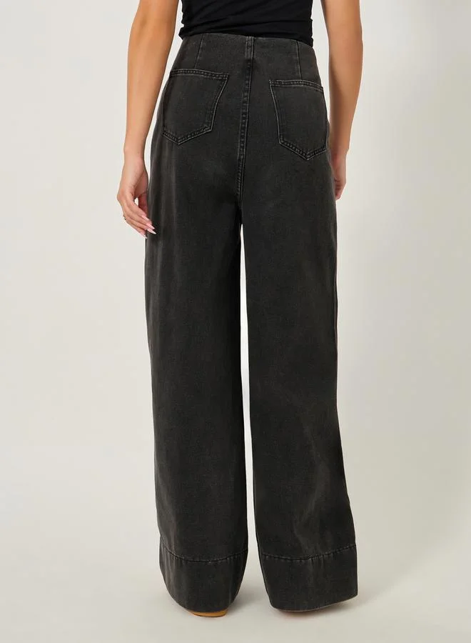 Styli Styli High Rise Wide Leg Jeans