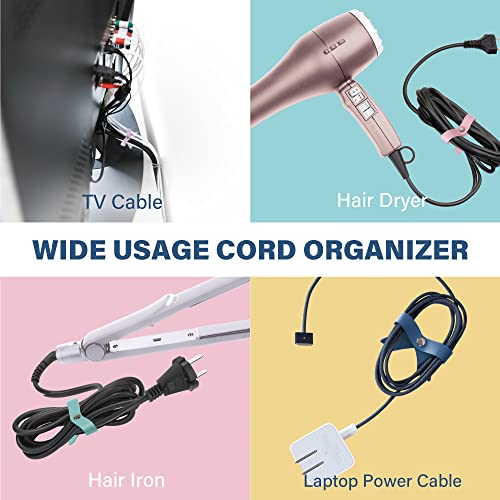 SenseAGE 5 Pack Cord Organizer, Bow Cord Keeper, Cable Organizer USB Holder, Leather Cable Management, Cable Straps, Earphone Winder, Storage Straps for Electronics, Earbuds, Big, Pink - Image 2