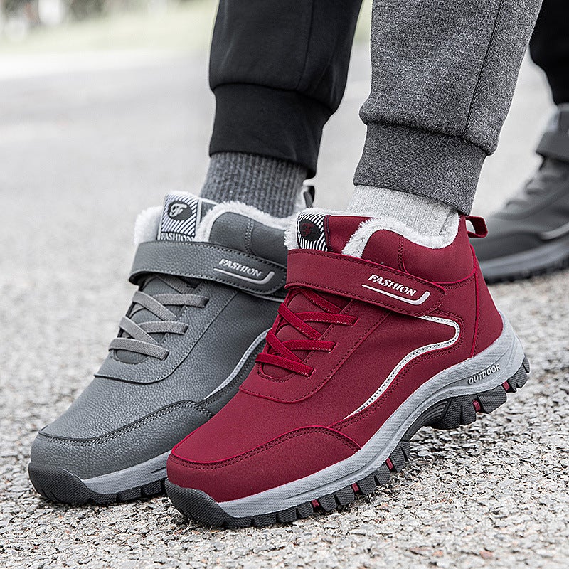 New Middle-Aged And Elderly Walking Shoes High-Top Non-Slip Fleece-Lined Warm Cotton Shoes Mother Shoes Cotton-Lined Sneakers - Image 2
