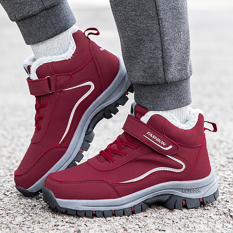 New Middle-Aged And Elderly Walking Shoes High-Top Non-Slip Fleece-Lined Warm Cotton Shoes Mother Shoes Cotton-Lined Sneakers - Image 3
