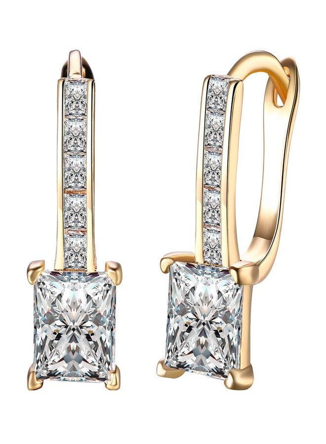 Peora Fashion Gold-plated Alloy and Crystal Hoop Earrings for Women, Gold - Image 1