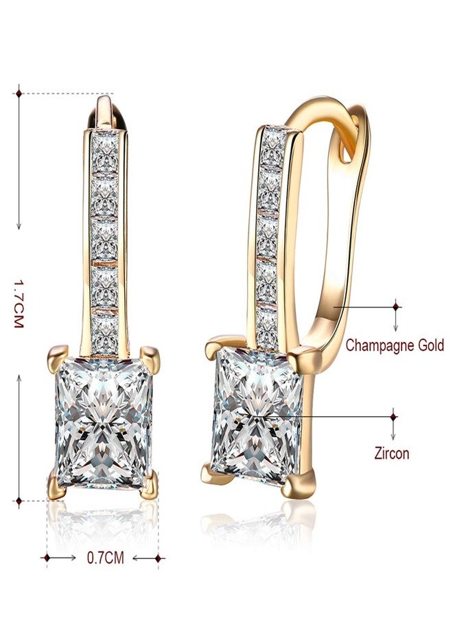 Peora Fashion Gold-plated Alloy and Crystal Hoop Earrings for Women, Gold - Image 2